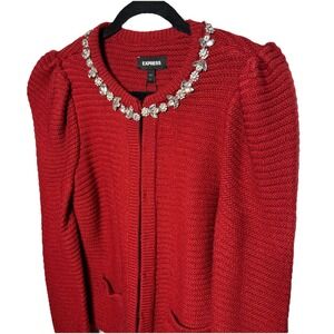 Express Sweater Blazer Red Bejeweled Women's‎ Size Small Retail: $148 NWT
